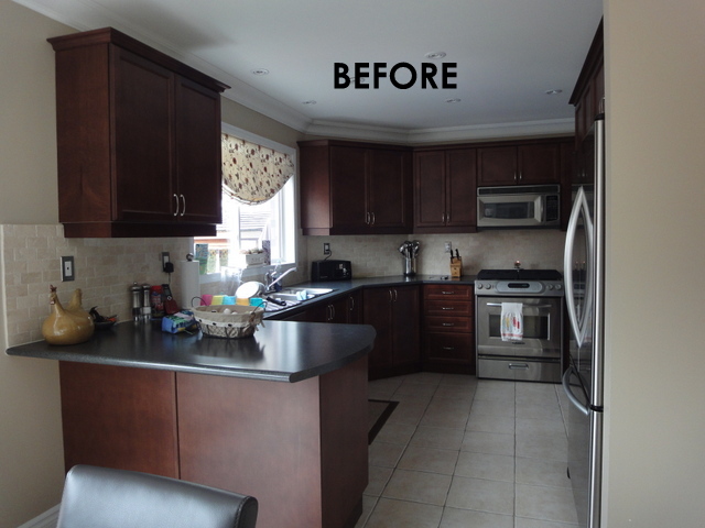 Tired Kitchen Gets A Bright Update, Dark Kitchen Cabinets Painted White Before And After